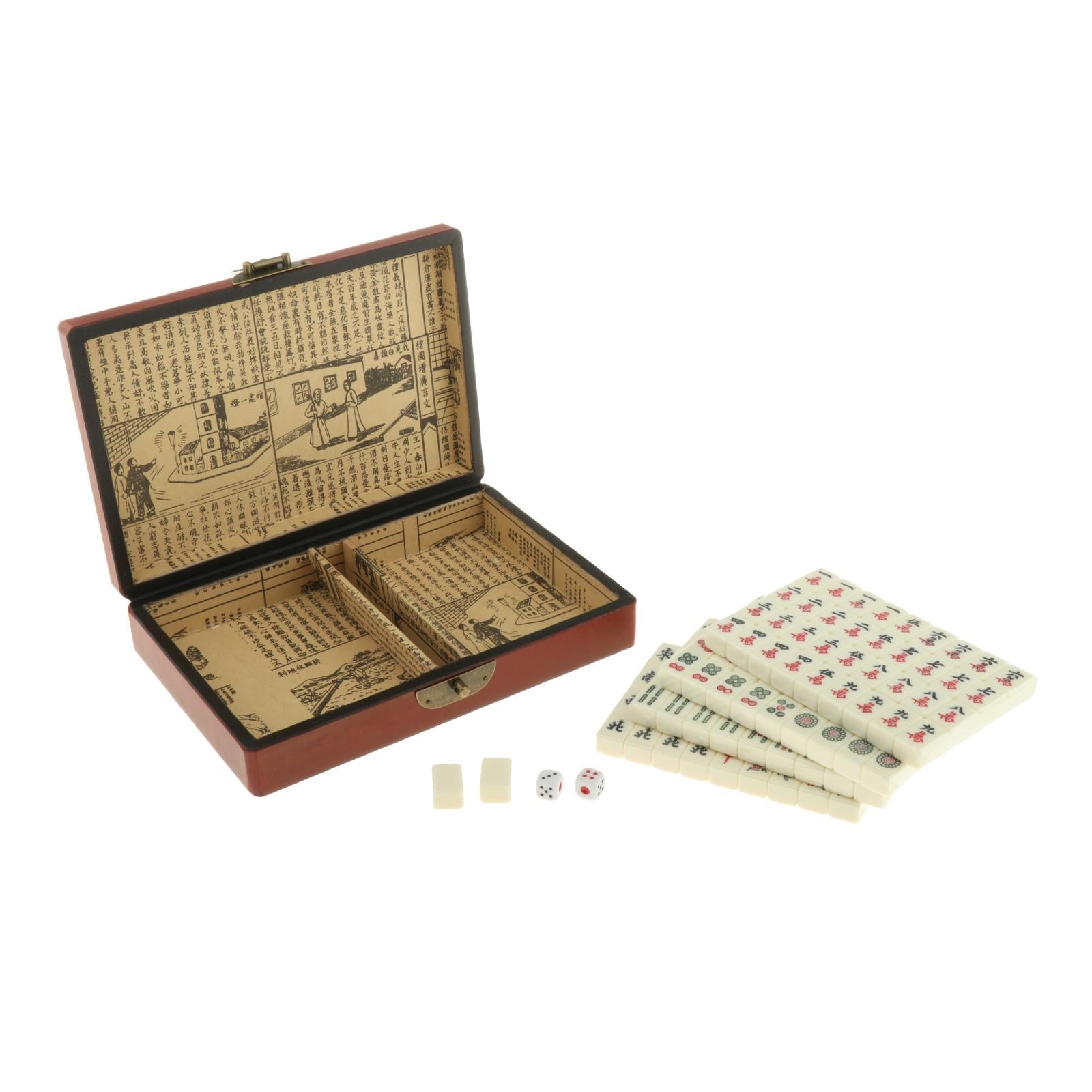 Chinese Mahjong Set Mini 144 Numbered 0.87" Tiles Majiang Mah-Jongg in Case