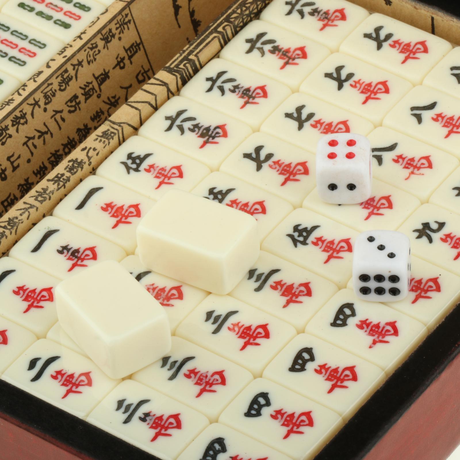 Chinese Mahjong Set Mini 144 Numbered 0.87" Tiles Majiang Mah-Jongg in Case