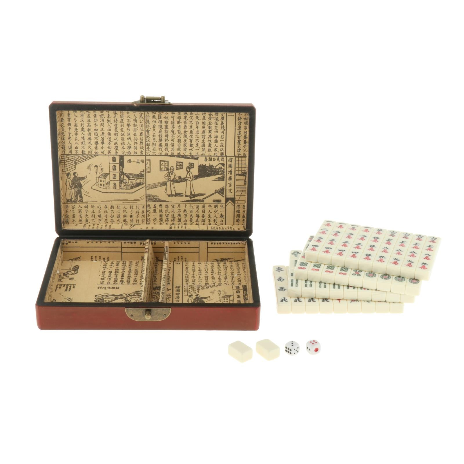 Chinese Mahjong Set Mini 144 Numbered 0.87" Tiles Majiang Mah-Jongg in Case