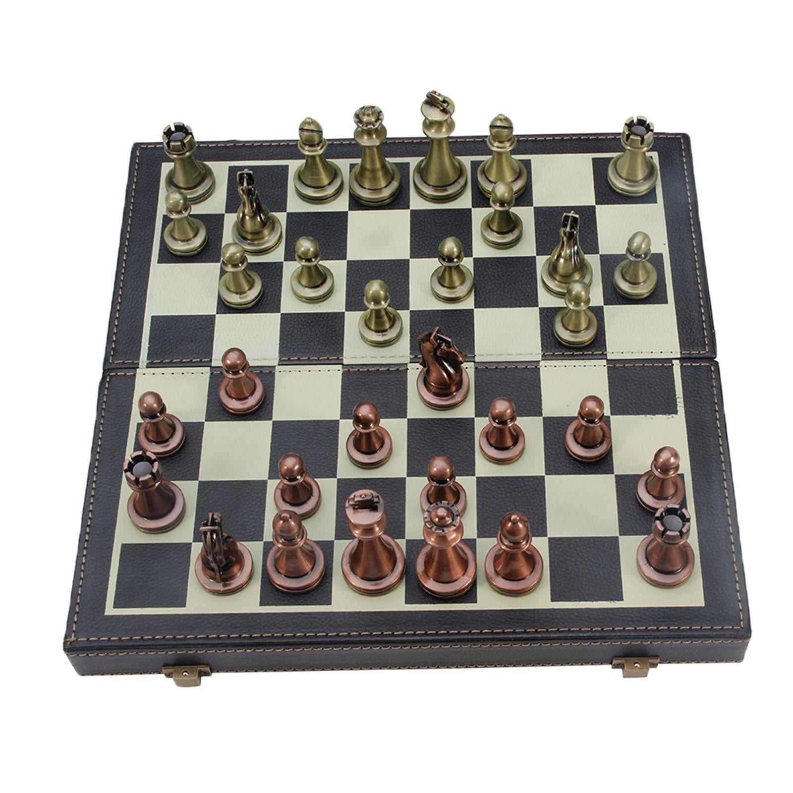 Chess Set with Game Board Interior for Storage Educational Games &Board Game