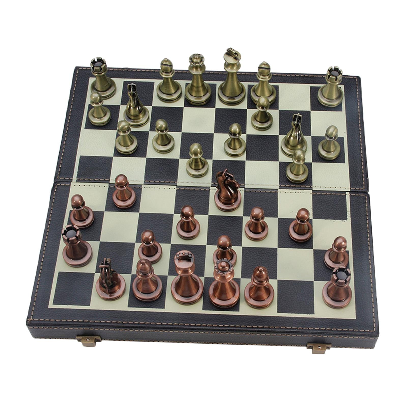 Chess Set with Game Board Interior for Storage Educational Games &Board Game