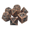 7Pcs Hollow Metal DND Game Dice Steampunk Gear Wheel for RPG MTG Red Copper