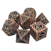 7Pcs Hollow Metal DND Game Dice Steampunk Gear Wheel for RPG MTG Red Copper