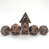 7Pcs Hollow Metal DND Game Dice Steampunk Gear Wheel for RPG MTG Red Copper