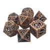 7Pcs Hollow Metal DND Game Dice Steampunk Gear Wheel for RPG MTG Red Copper