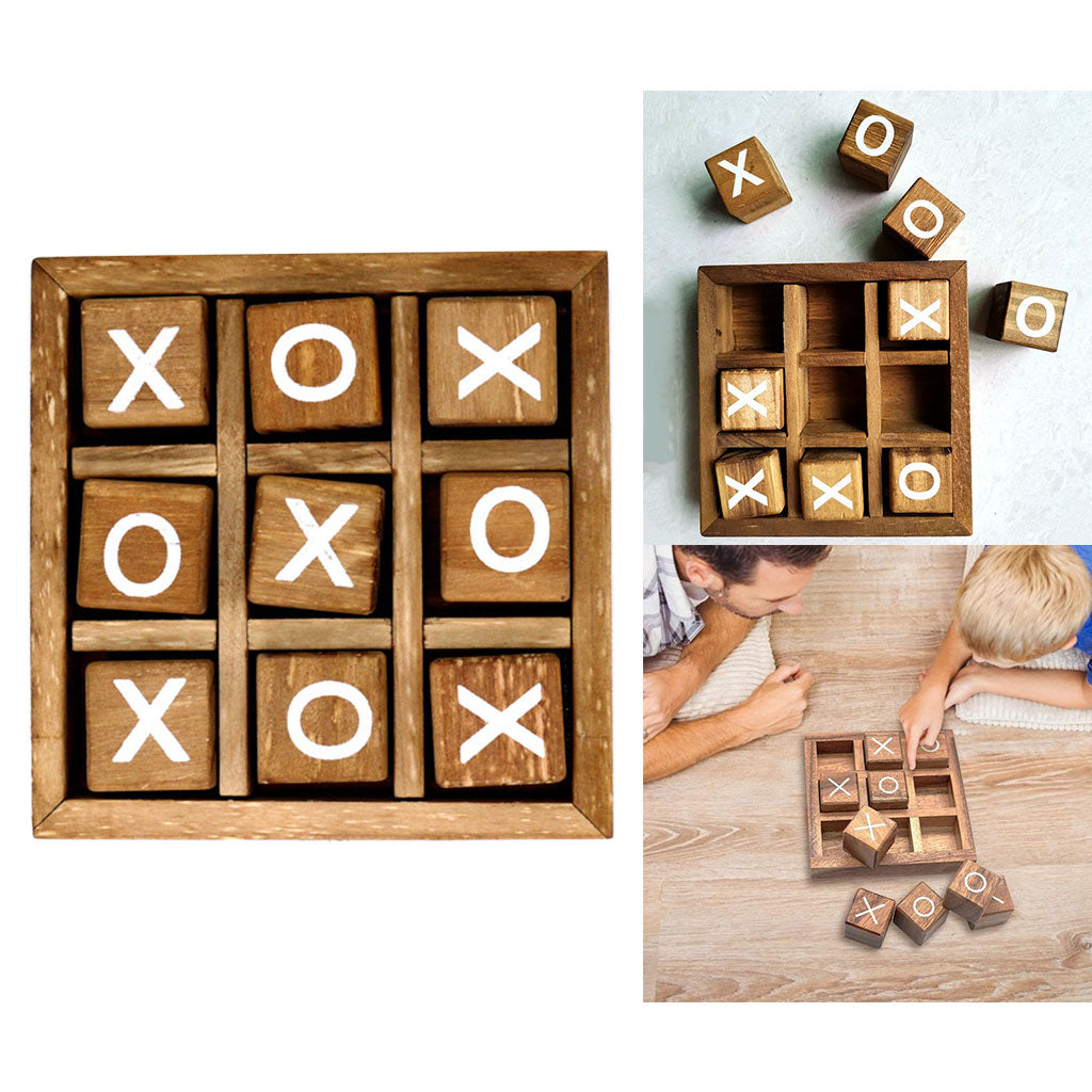 Wooden Tic Tac Toe/ Noughts and Crosses Game Family Board Games