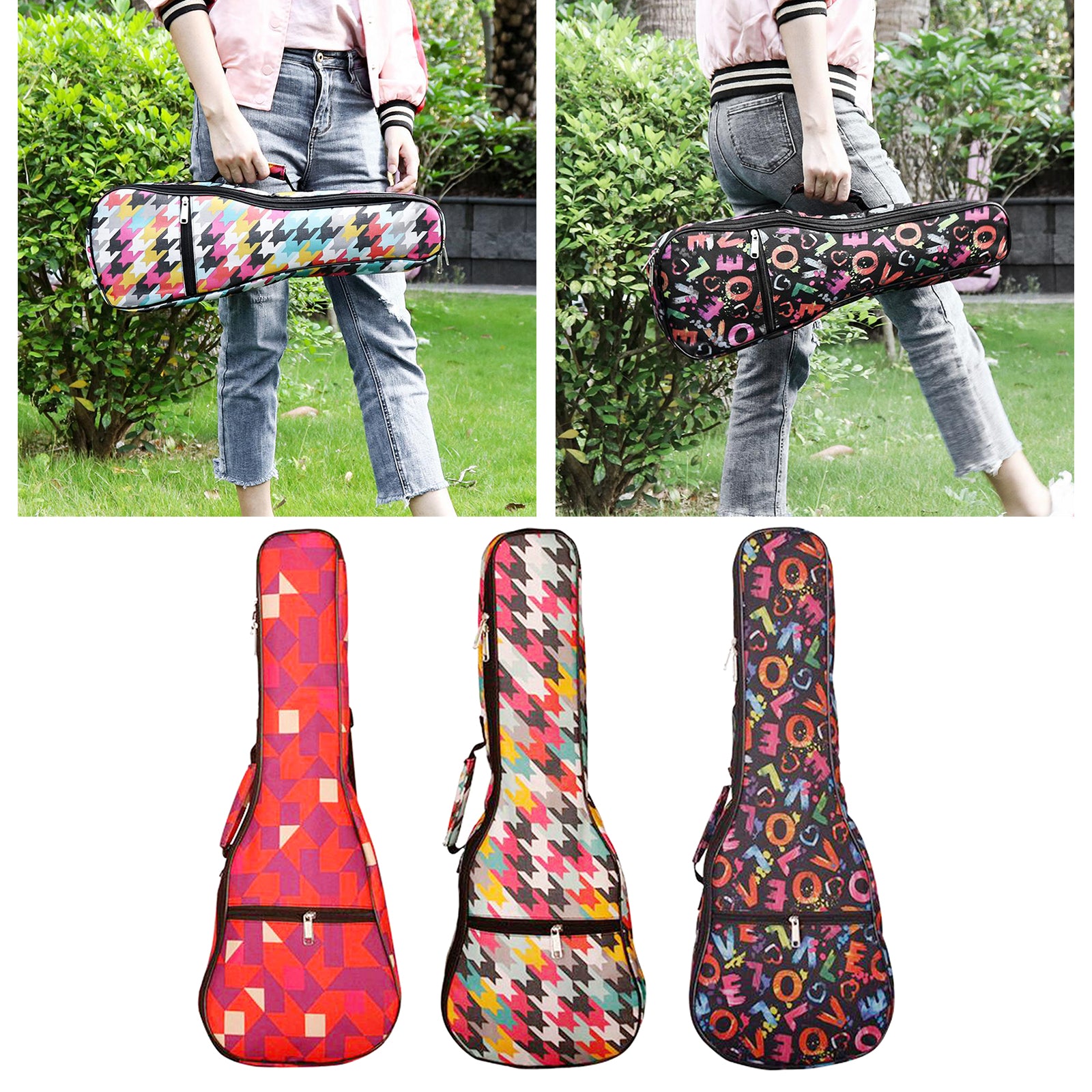 21/23/26'' Ukelele Carrying Case Uku Padded Backpack Bag 21inch Style1