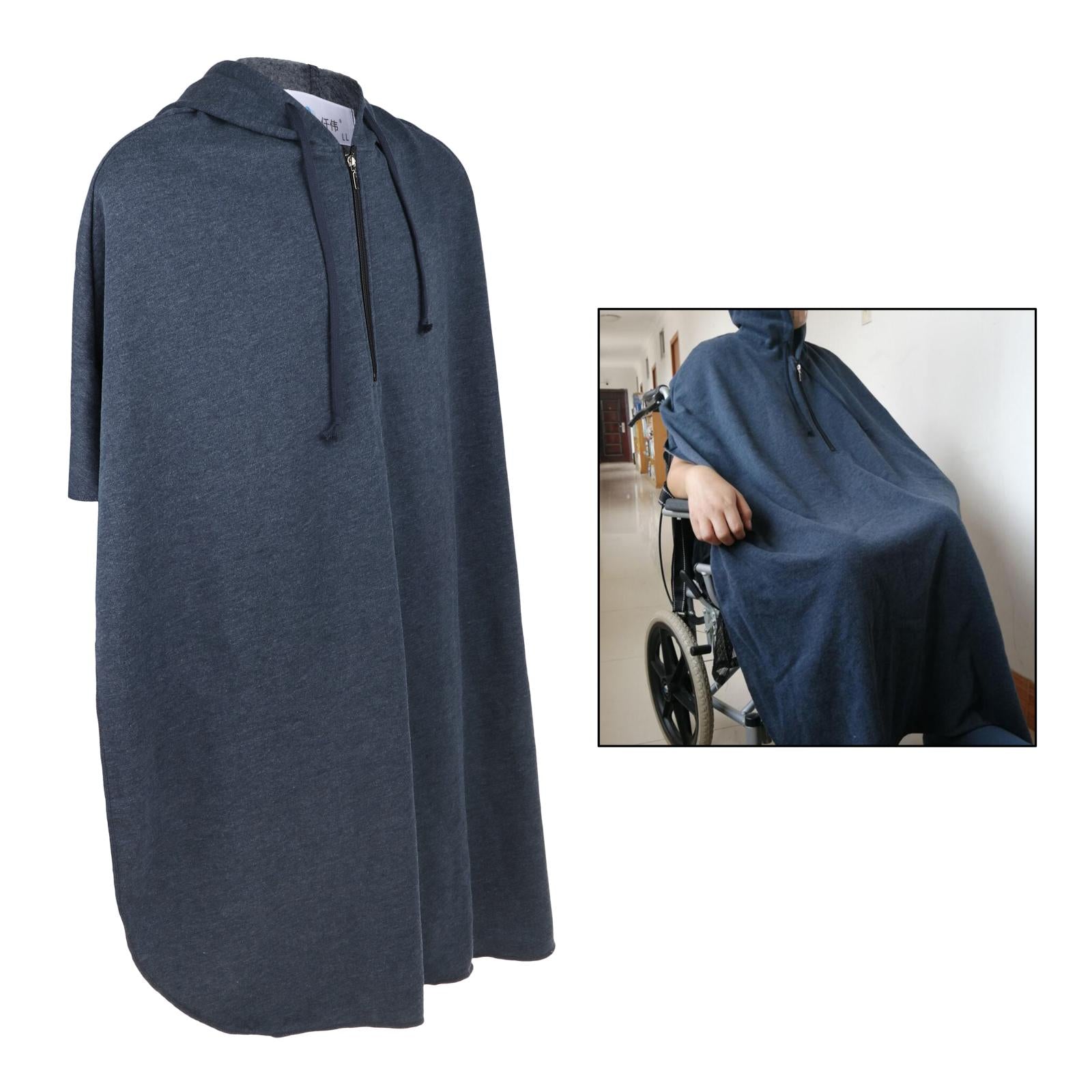 Warm Wheelchair Hooded Capes Ponchos Leg Back Protector Purplish Blue Male