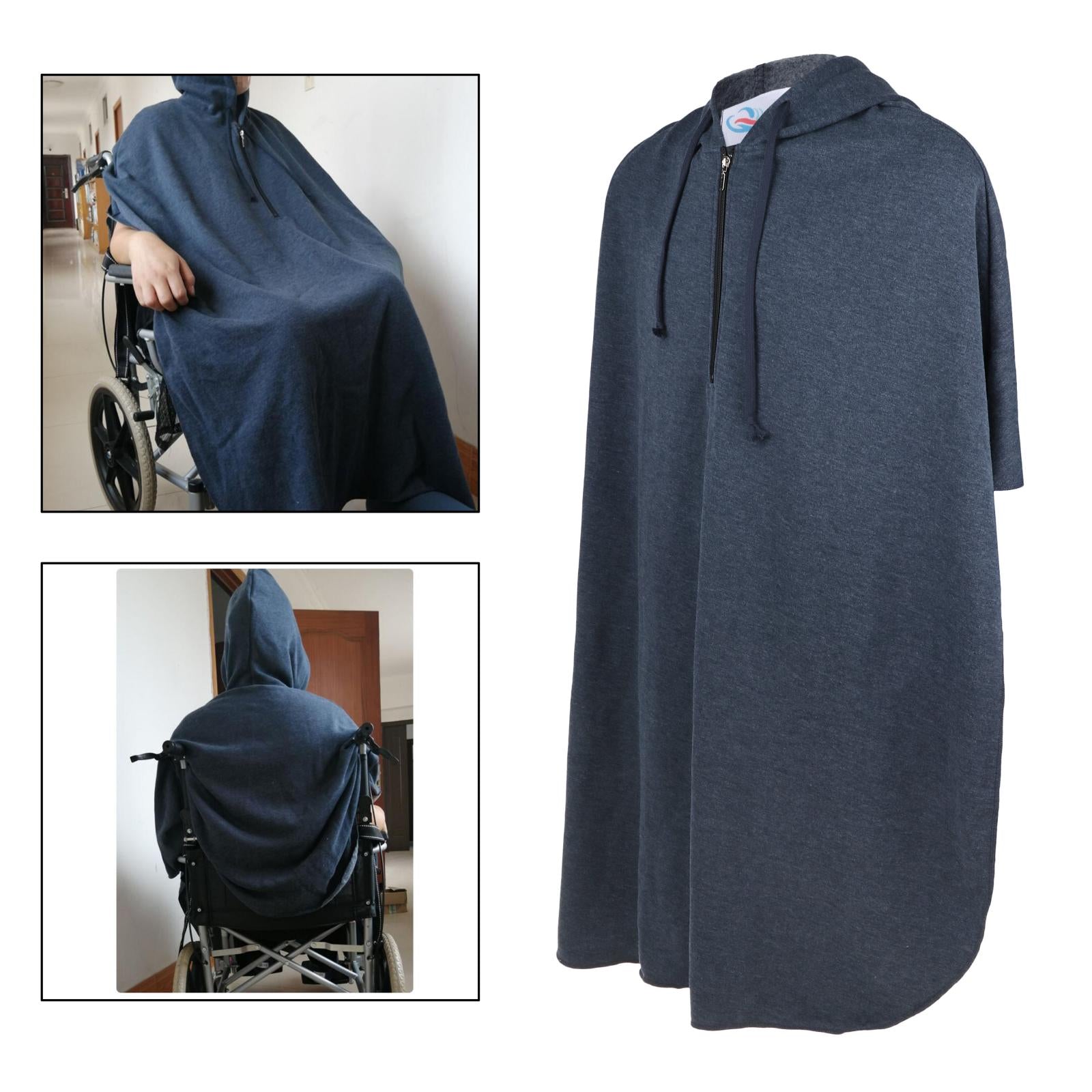 Warm Wheelchair Hooded Capes Ponchos Leg Back Protector Purplish Blue Male