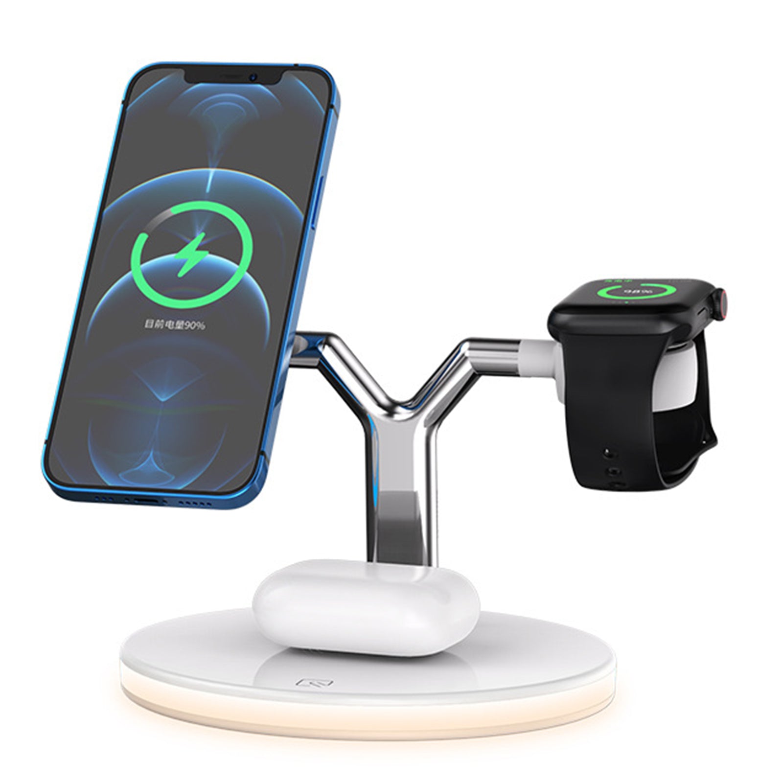 Magnetic Wireless Charger Station for iPhone 12 Apple Watch Airpods white