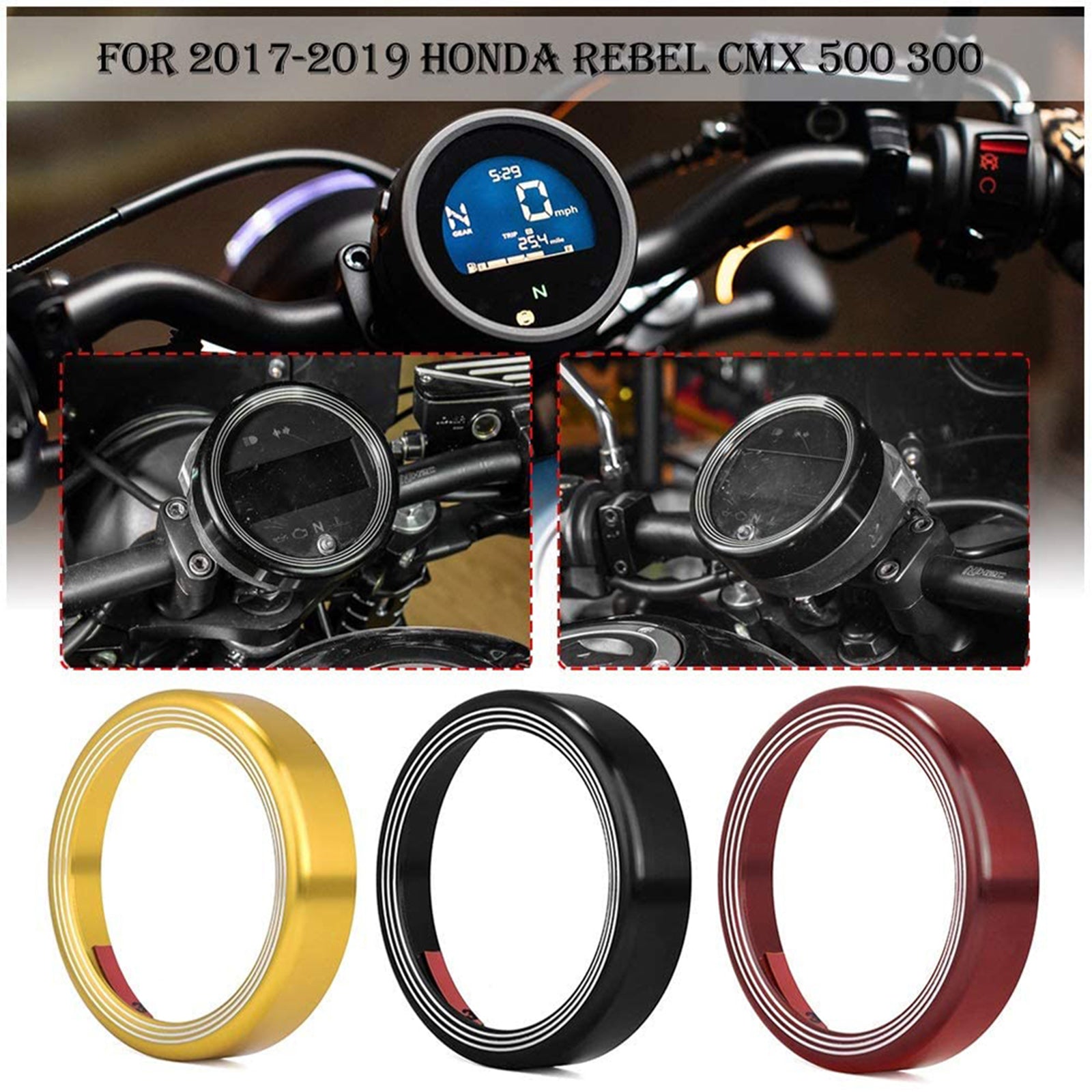 Speedometer Gauge Meter Ring For Honda Rebel CMX 300 500 17-19 Black