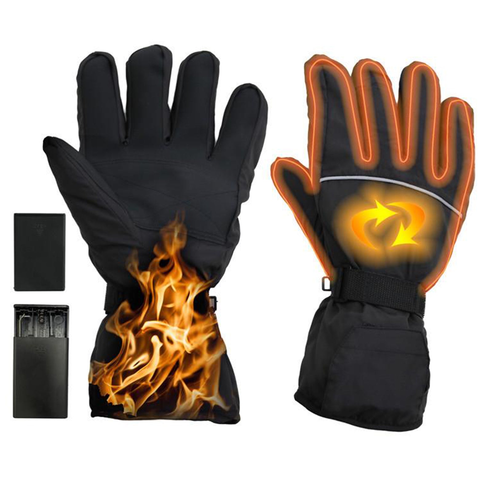 Winter Electric Heated Glove Rechargeable Battery Warm Hand Sport Black+Gray