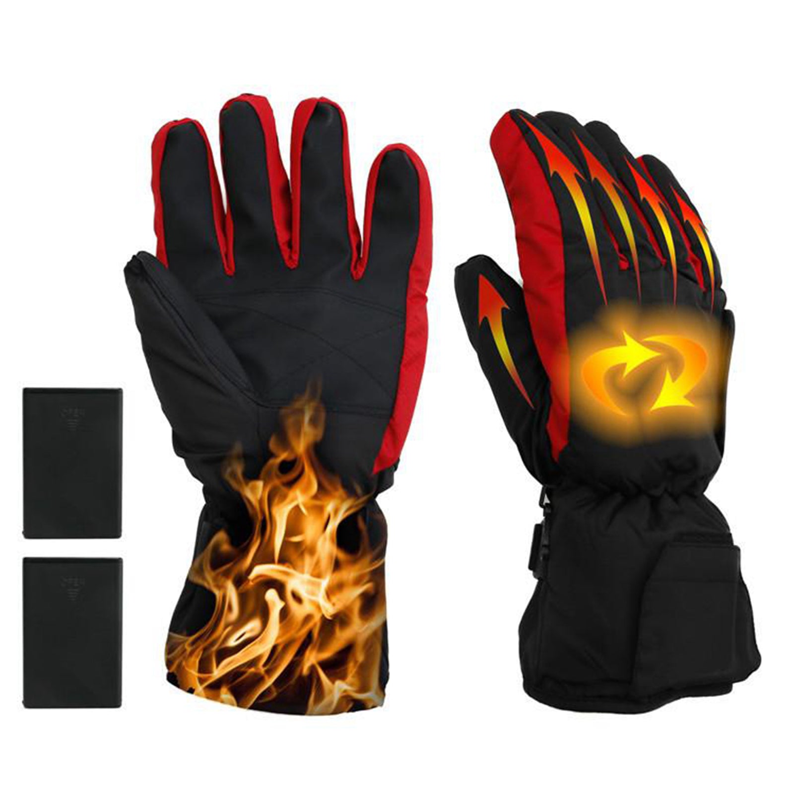 Winter Electric Heated Glove Rechargeable Battery Warm Hand Sport Black+Red