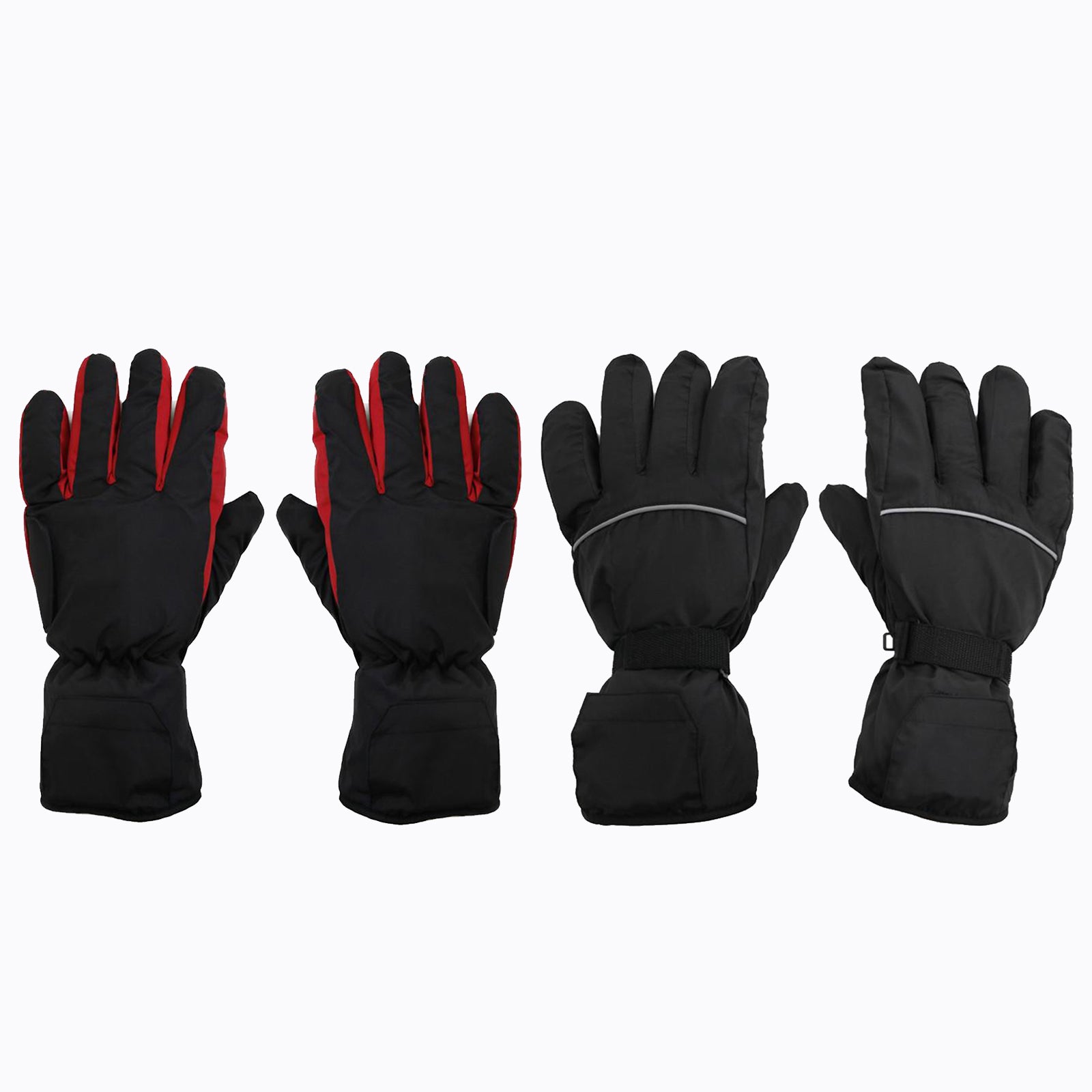 Winter Electric Heated Glove Rechargeable Battery Warm Hand Sport Black+Red