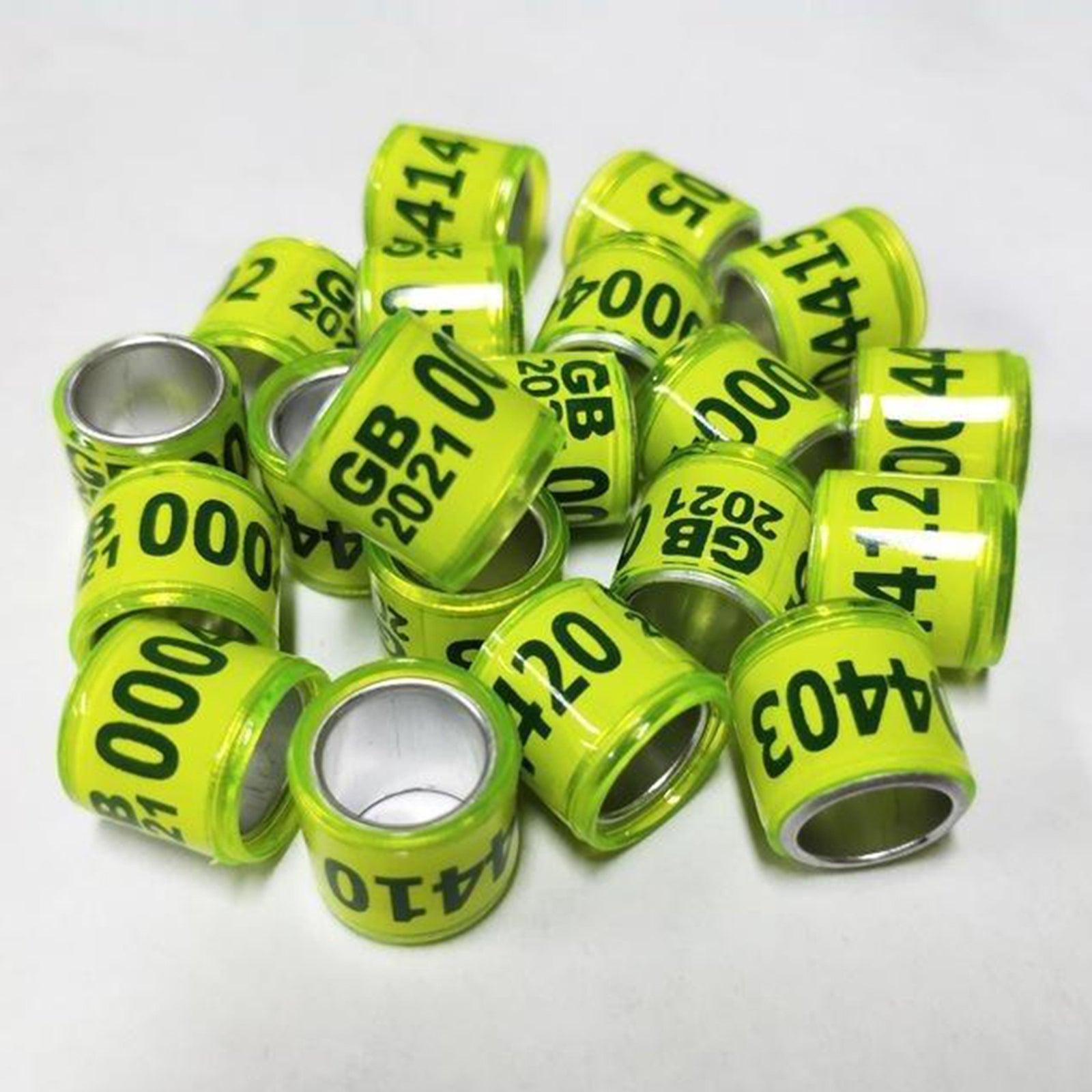 100Pcs 2021 Aluminium Bird Dove Racing Pigeon Leg Rings Bands Yellow