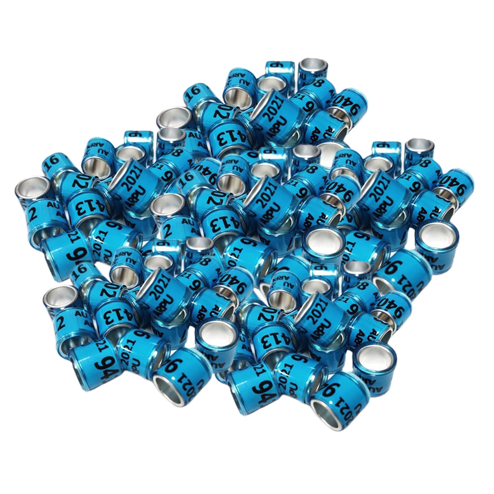 100Pcs 2021 Aluminium Bird Dove Racing Pigeon Leg Rings Bands Blue