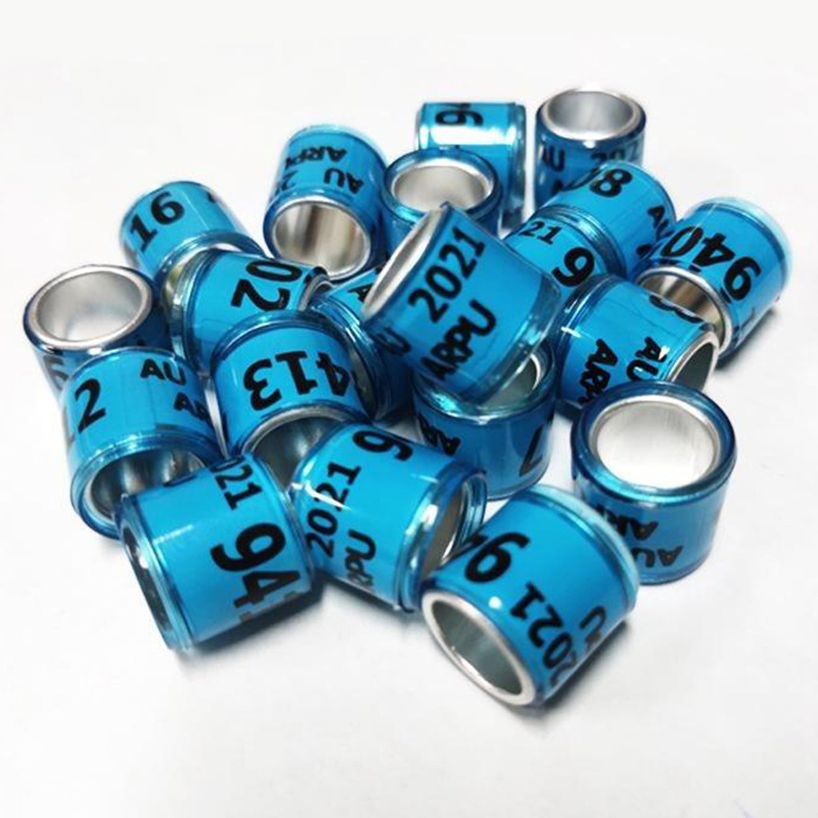 100Pcs 2021 Aluminium Bird Dove Racing Pigeon Leg Rings Bands Blue