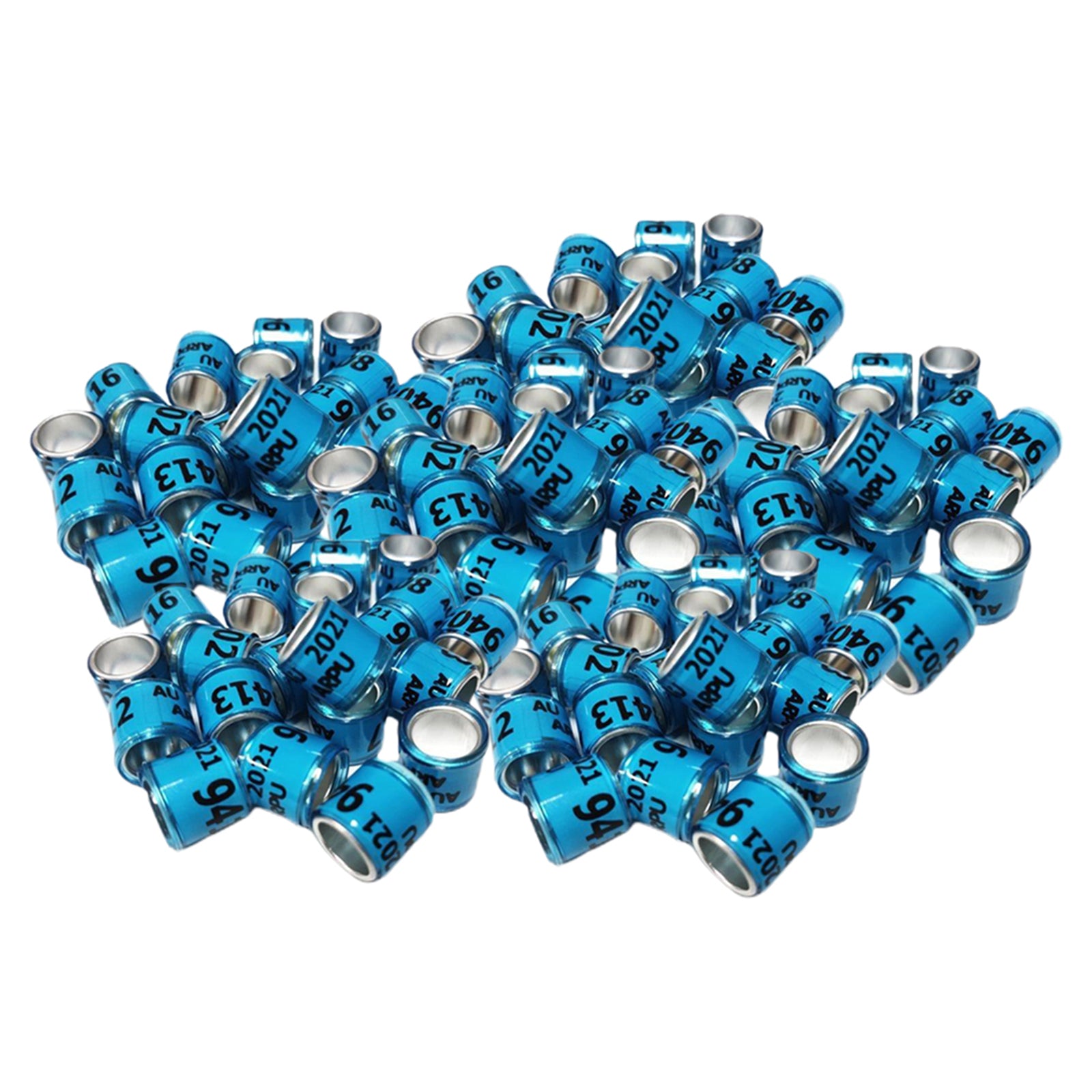 100Pcs 2021 Aluminium Bird Dove Racing Pigeon Leg Rings Bands Blue