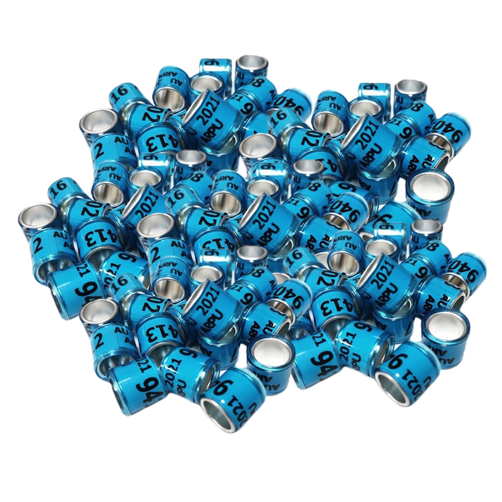 100Pcs 2021 Aluminium Bird Dove Racing Pigeon Leg Rings Bands Blue