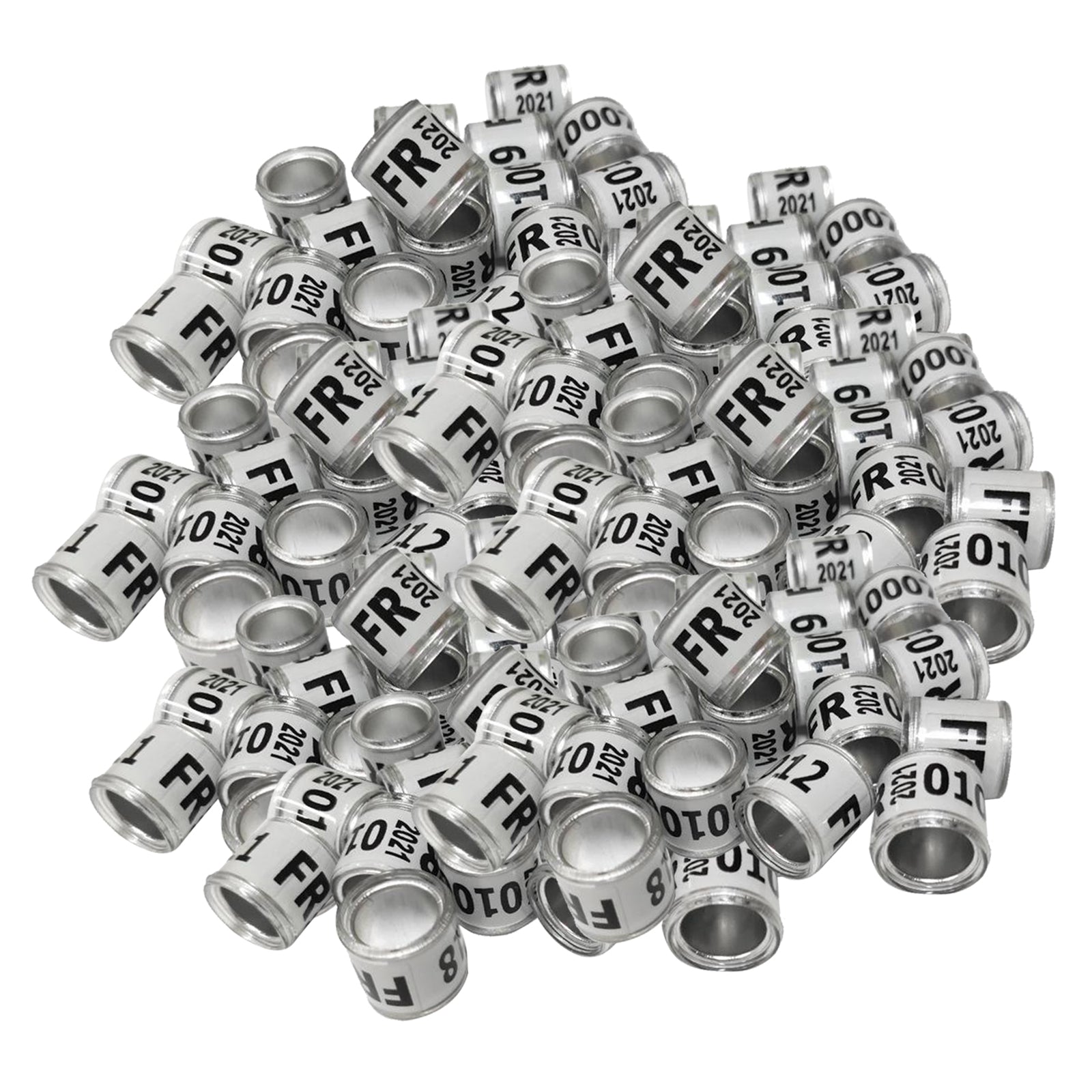 100Pcs 2021 Aluminium Bird Dove Racing Pigeon Leg Rings Bands White