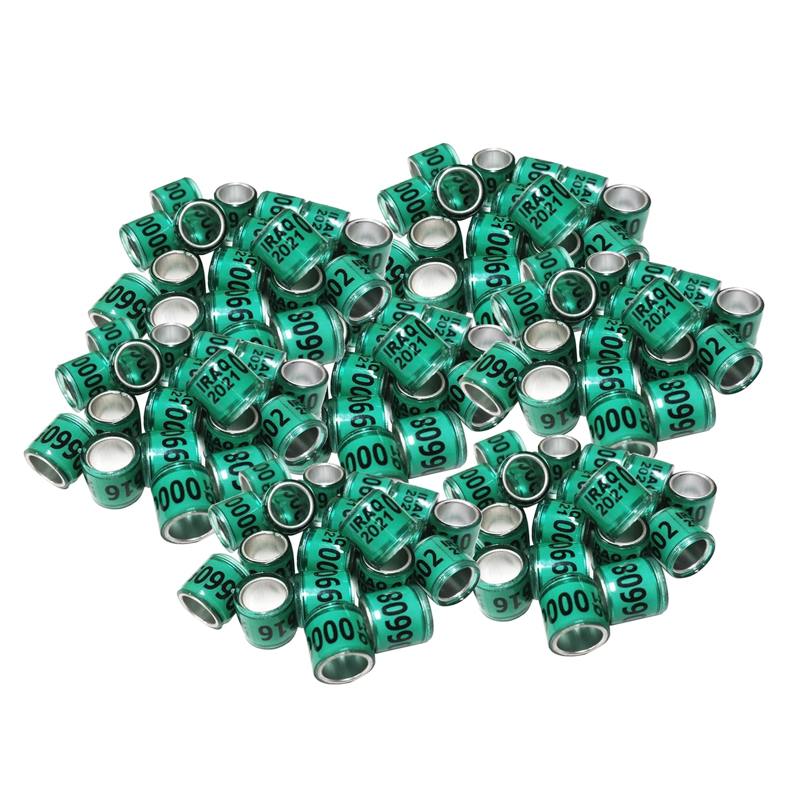 100Pcs 2021 Aluminium Bird Dove Racing Pigeon Leg Rings Bands Green