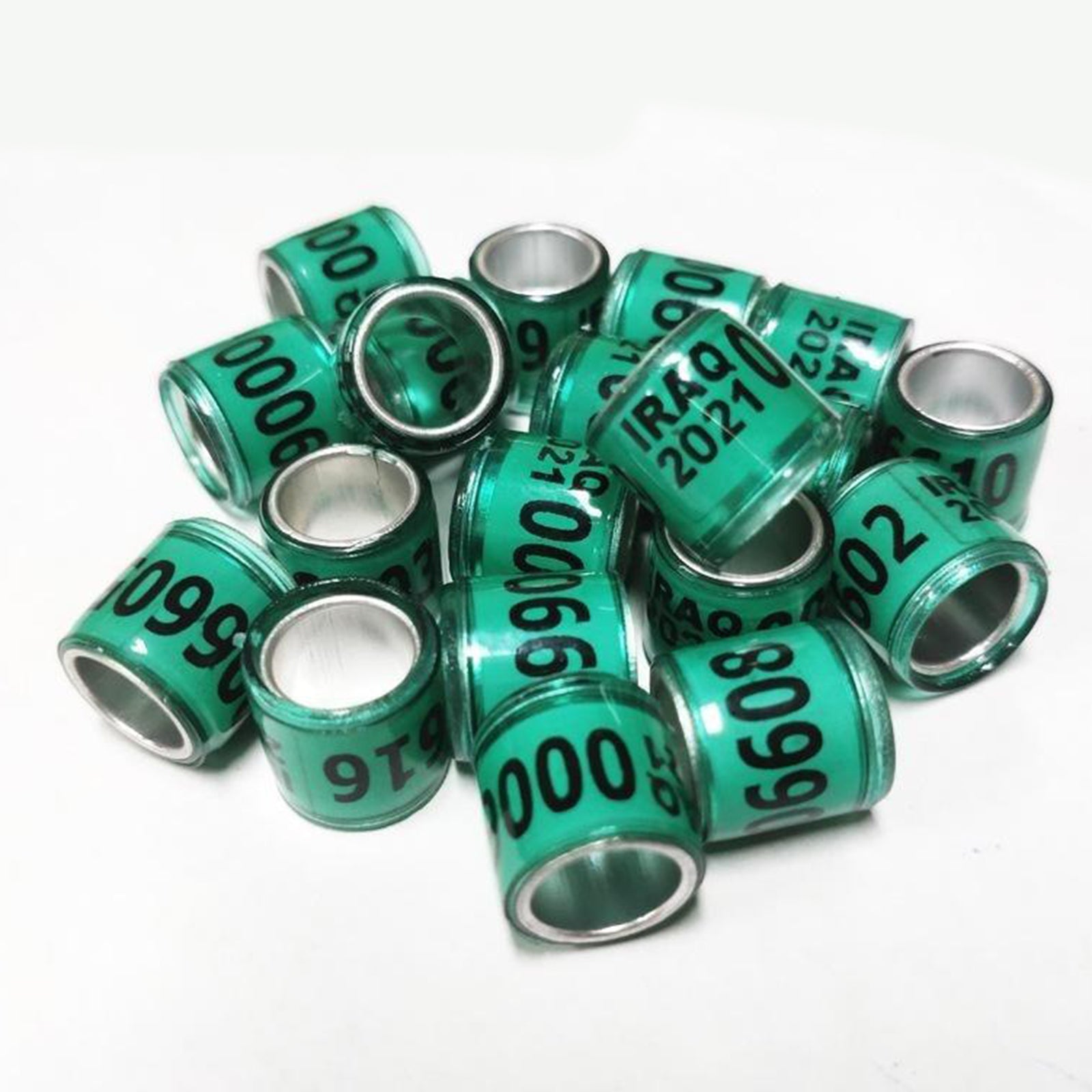 100Pcs 2021 Aluminium Bird Dove Racing Pigeon Leg Rings Bands Green