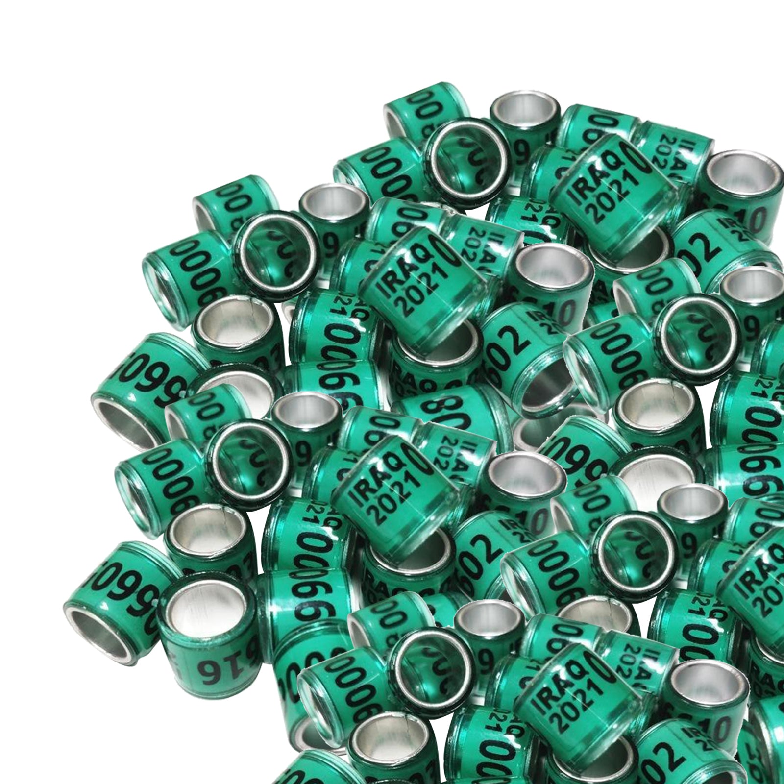 100Pcs 2021 Aluminium Bird Dove Racing Pigeon Leg Rings Bands Green