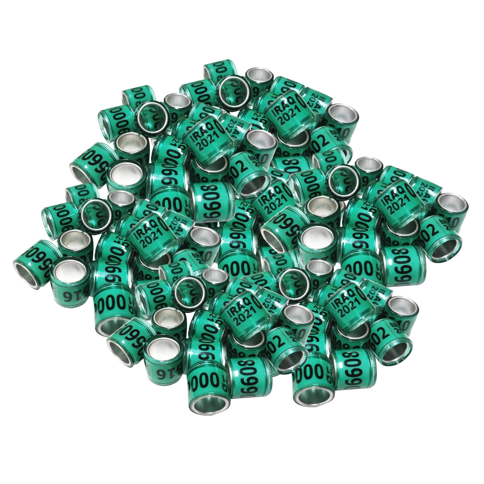 100Pcs 2021 Aluminium Bird Dove Racing Pigeon Leg Rings Bands Green