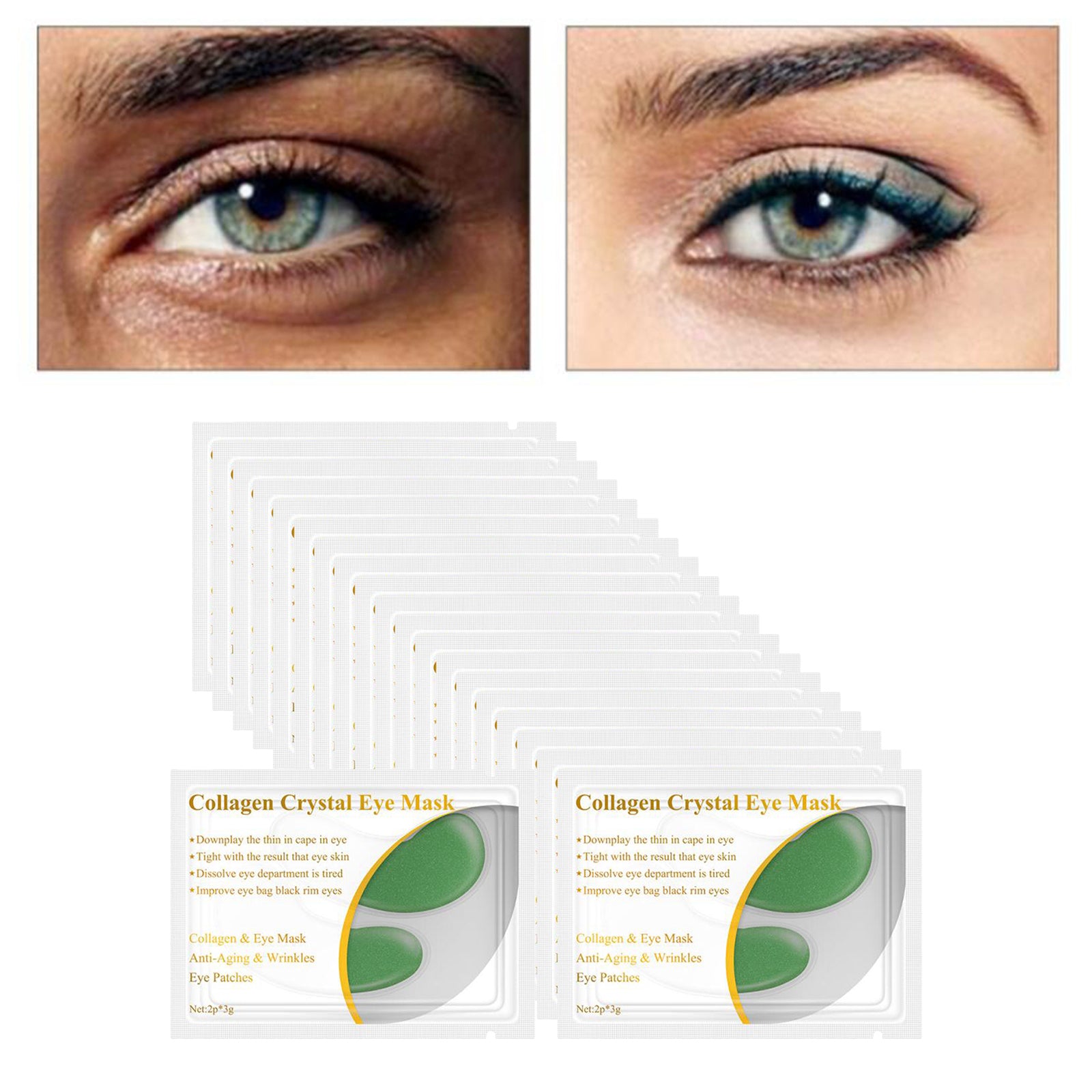 Eye Mask Dark Circles Patches Anti-wrinkle Undereye For Eye Green 20pcs