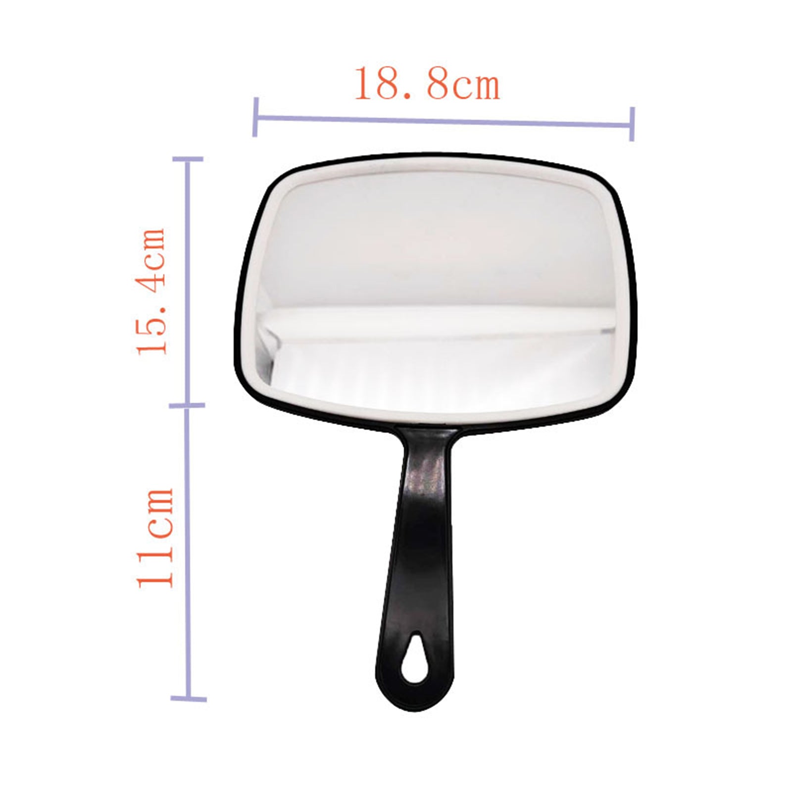 Antislip Rectangular Hand Mirror Handheld Paddle Mirror Red