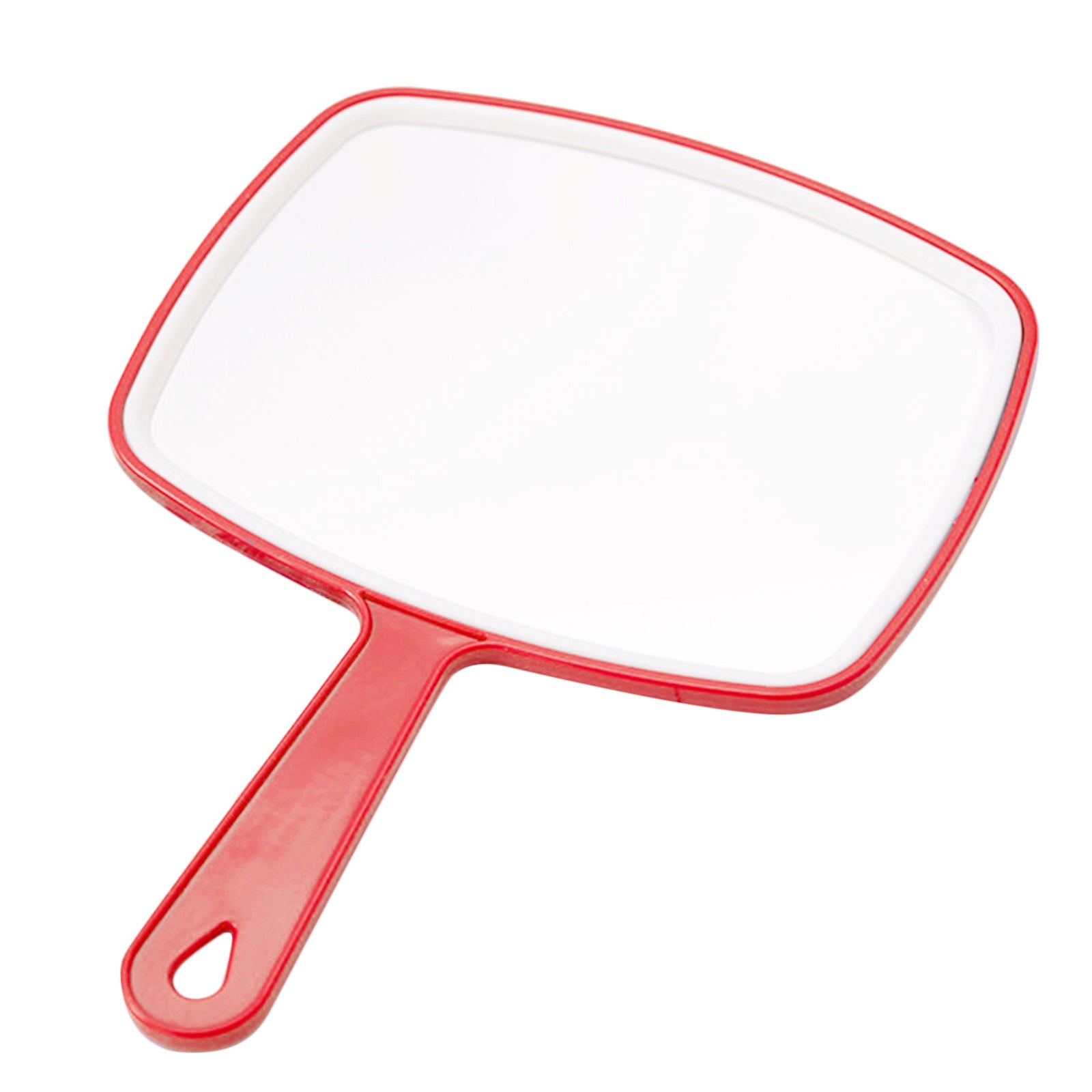 Antislip Rectangular Hand Mirror Handheld Paddle Mirror Red