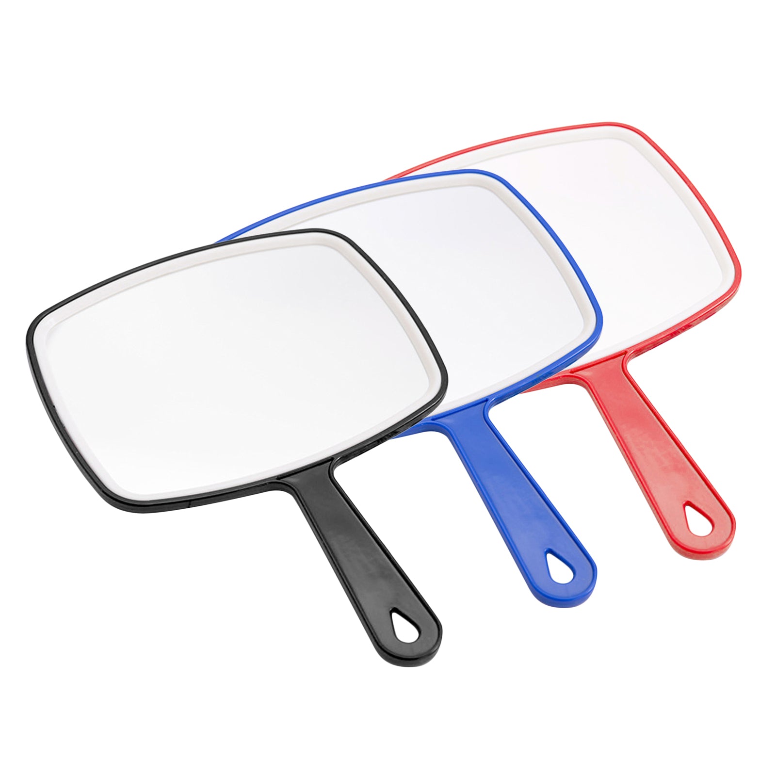 Antislip Rectangular Hand Mirror Handheld Paddle Mirror Red