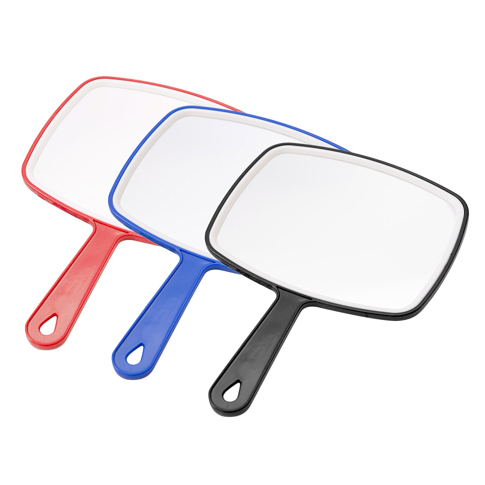 Antislip Rectangular Hand Mirror Handheld Paddle Mirror Red