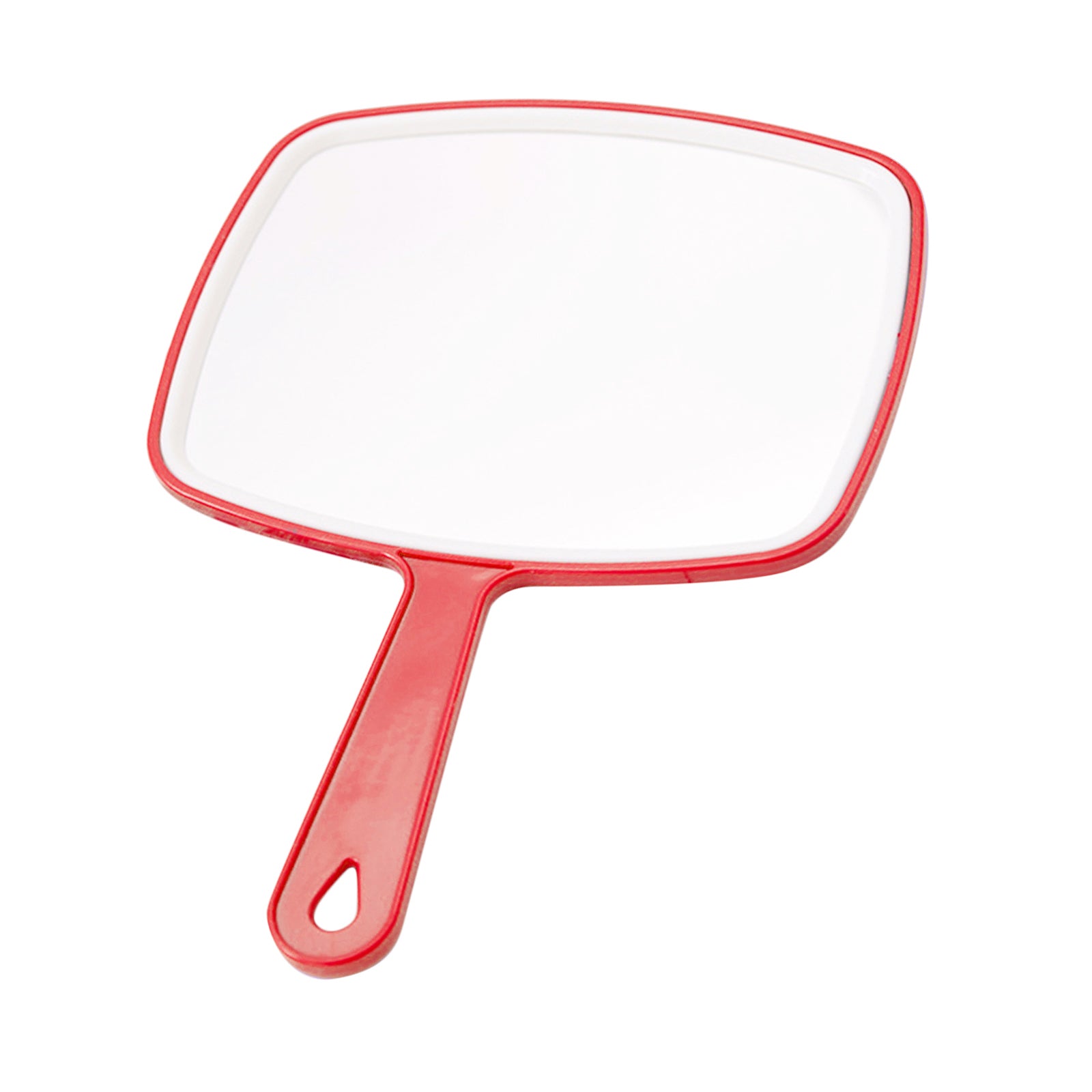 Antislip Rectangular Hand Mirror Handheld Paddle Mirror Red