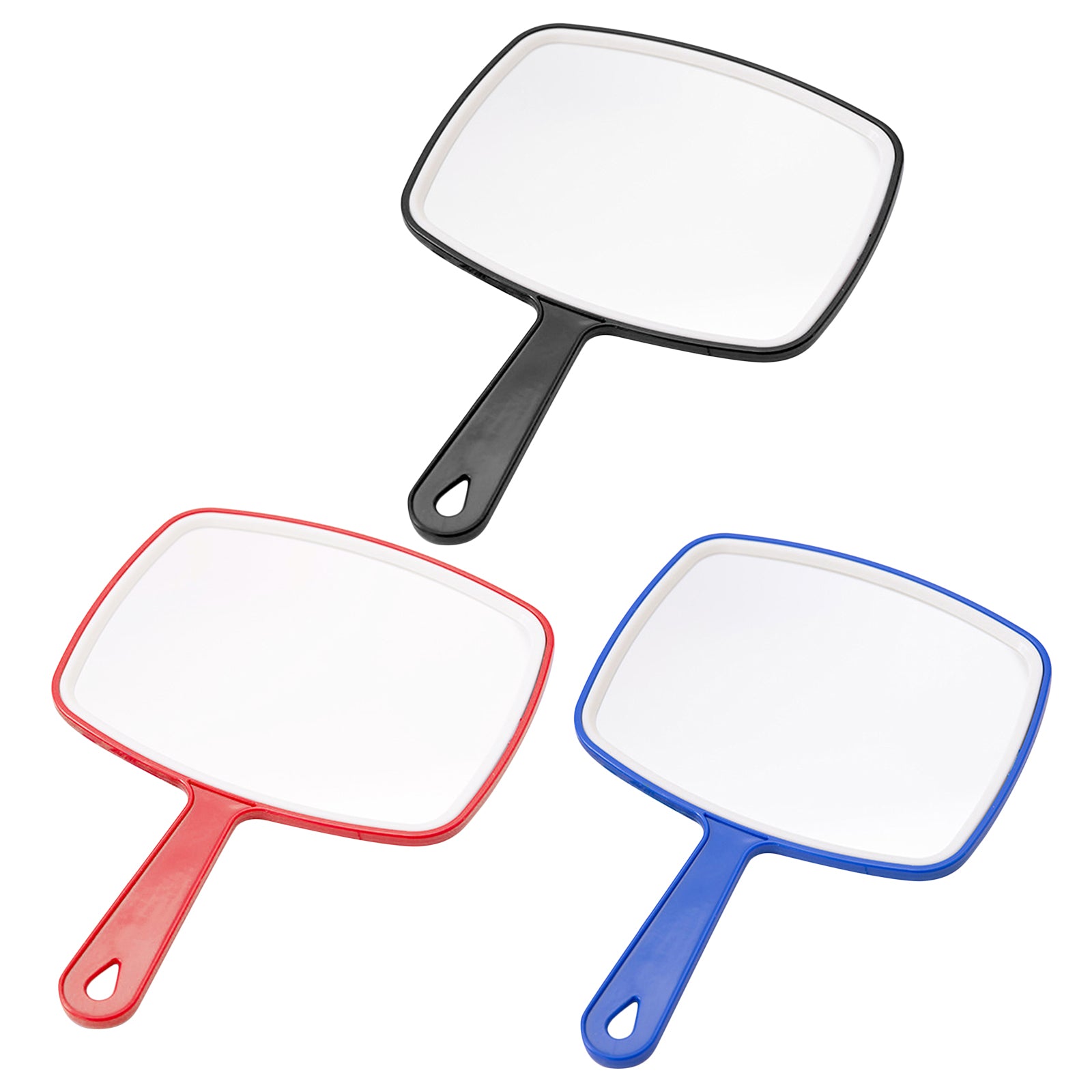 Antislip Rectangular Hand Mirror Handheld Paddle Mirror Red