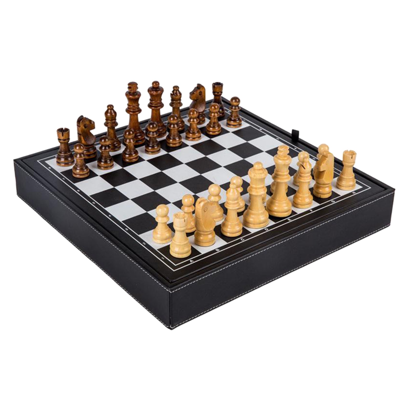 Wooden Chess Set Travel Chessboard and Storage Slots for Beginner Table Game