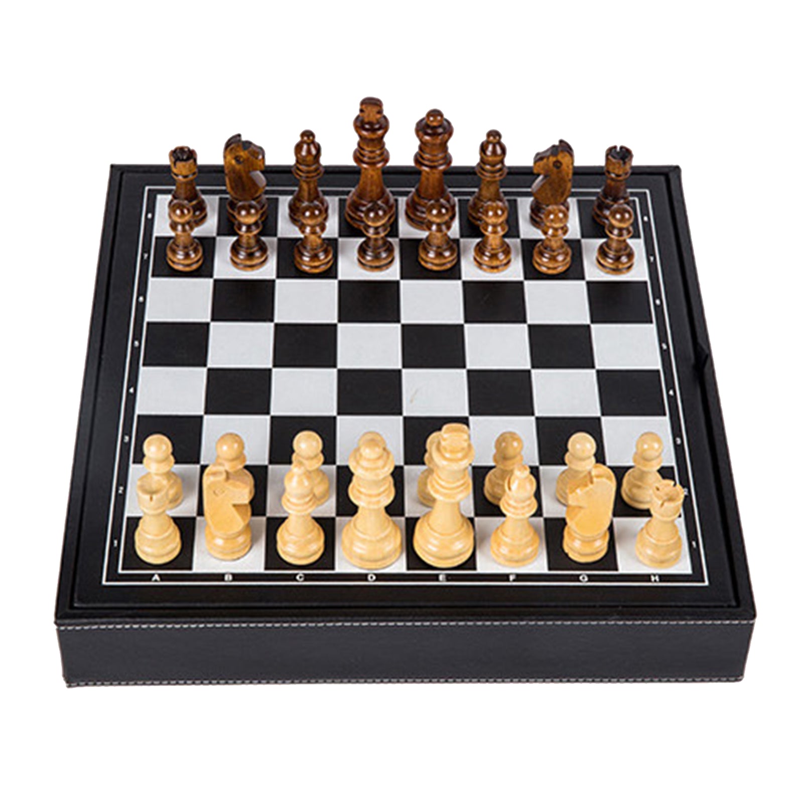 Wooden Chess Set Travel Chessboard and Storage Slots for Beginner Table Game