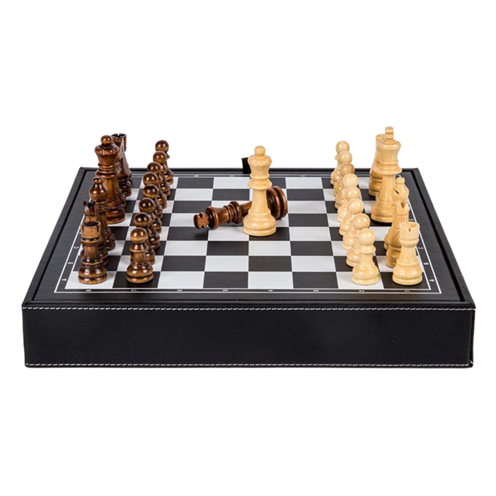 Wooden Chess Set Travel Chessboard and Storage Slots for Beginner Table Game