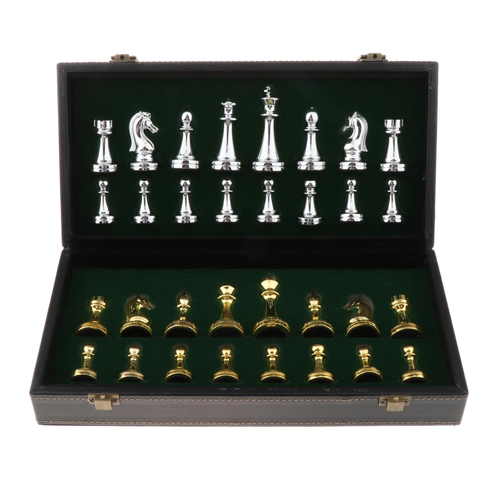 International Chess Set Folding Chess Board Storage Box Travel Game Style 2