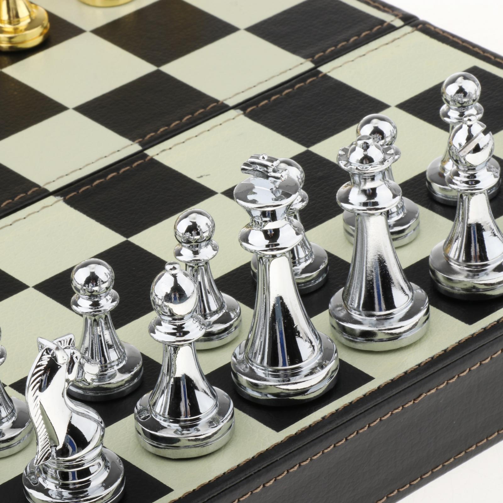 International Chess Set Folding Chess Board Storage Box Travel Game Style 2