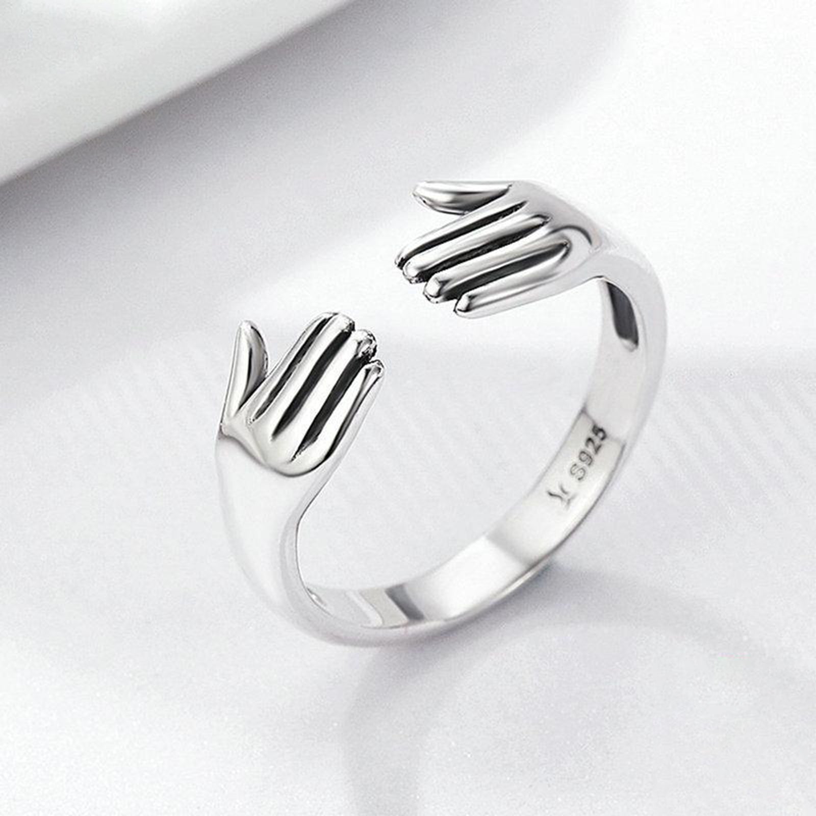 Hugging Hands Open Rings For Women Lady Girl Cute Fashion Band Ring Jewelry