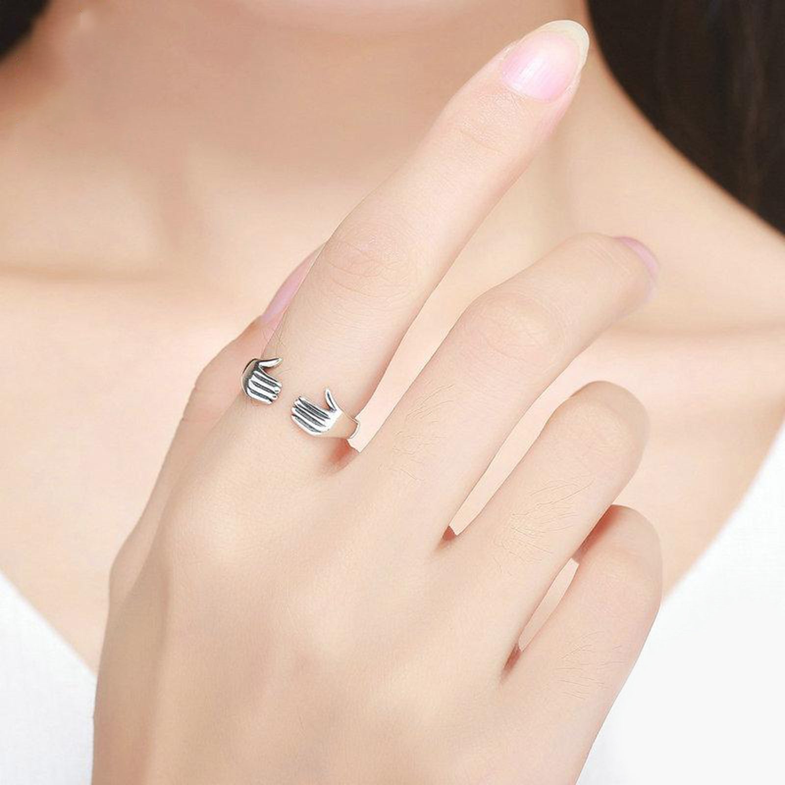 Hugging Hands Open Rings For Women Lady Girl Cute Fashion Band Ring Jewelry