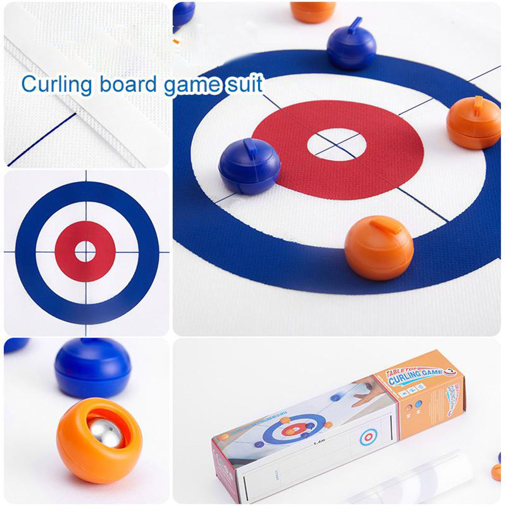 Portable Indoor Curling Board Game with 8 Rollers Family Games for Kid's