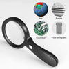 Handle 10X Reading Magnifying Glass Loupe Magnifier for Reading Map 12 LED