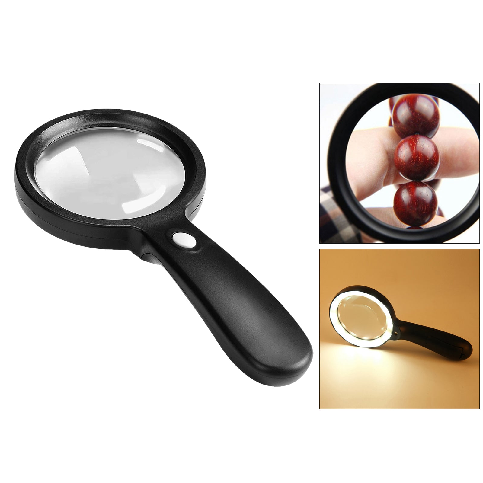 Handle 10X Reading Magnifying Glass Loupe Magnifier for Reading Map 12 LED