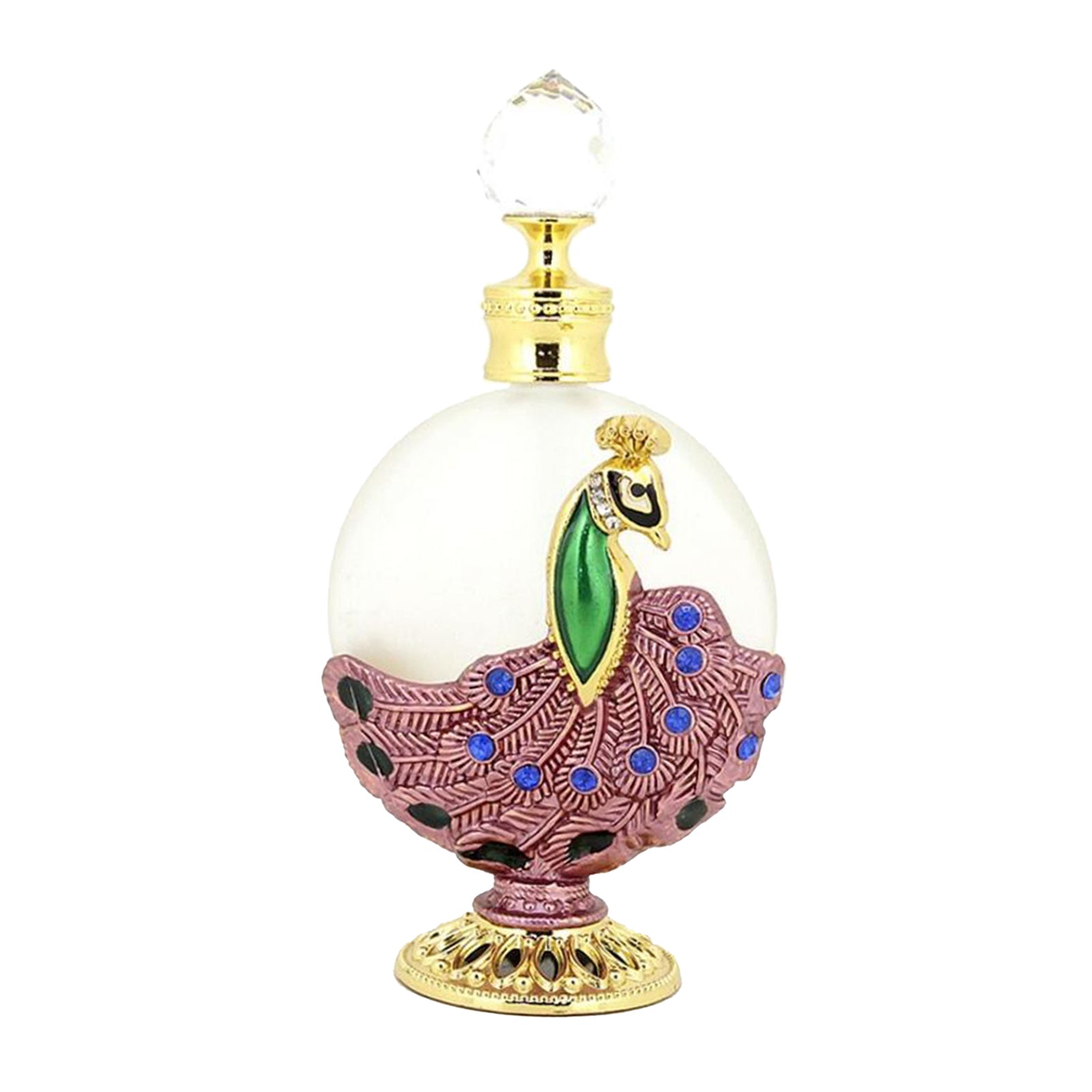 Mini Glass Refillable Perfume Bottle 30ml Easy to Use Peacock Style Pink