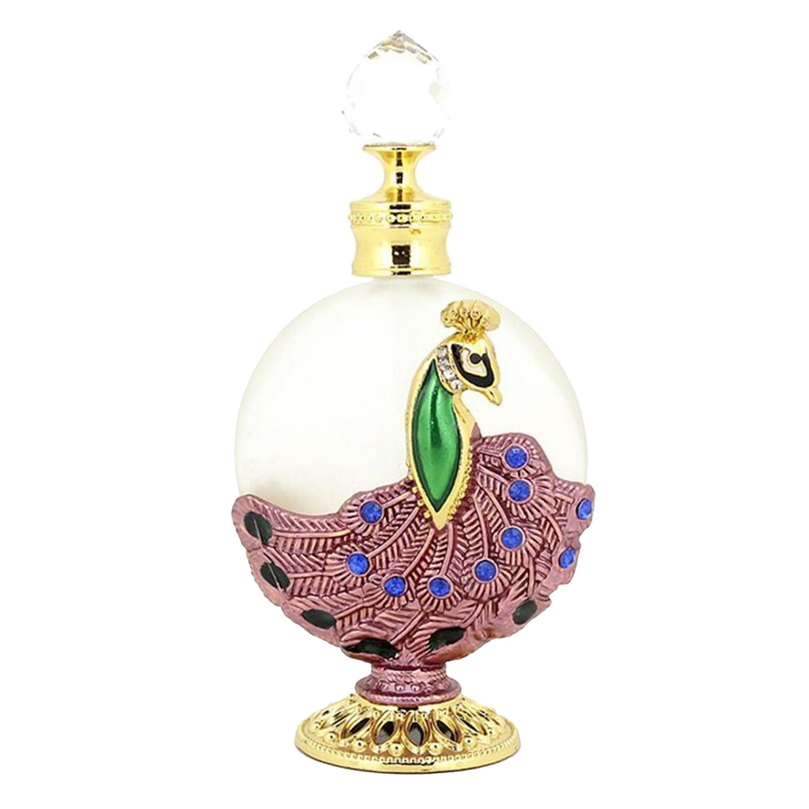 Mini Glass Refillable Perfume Bottle 30ml Easy to Use Peacock Style Pink