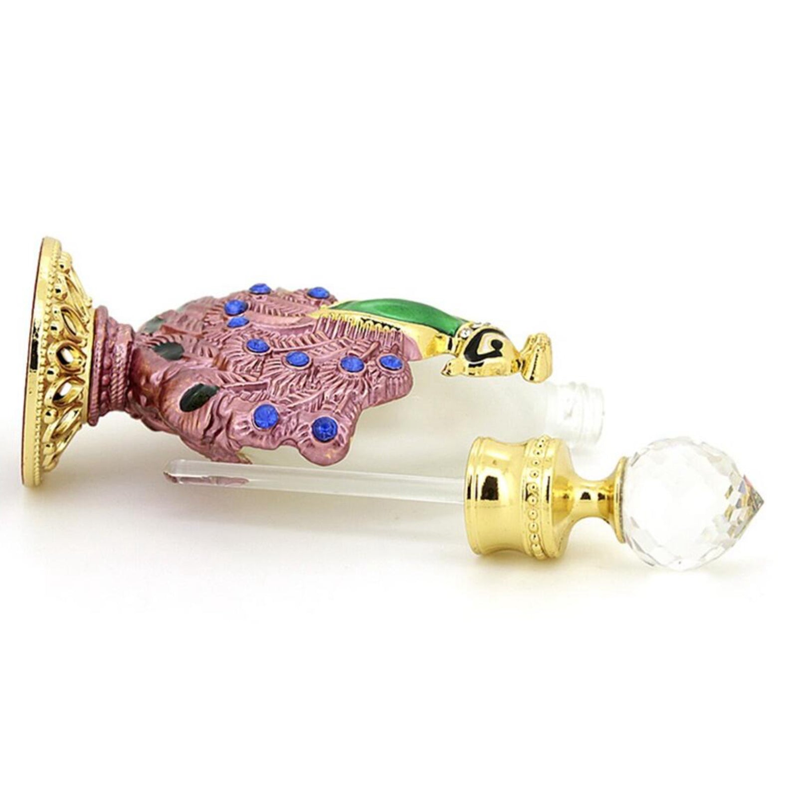 Mini Glass Refillable Perfume Bottle 30ml Easy to Use Peacock Style Pink