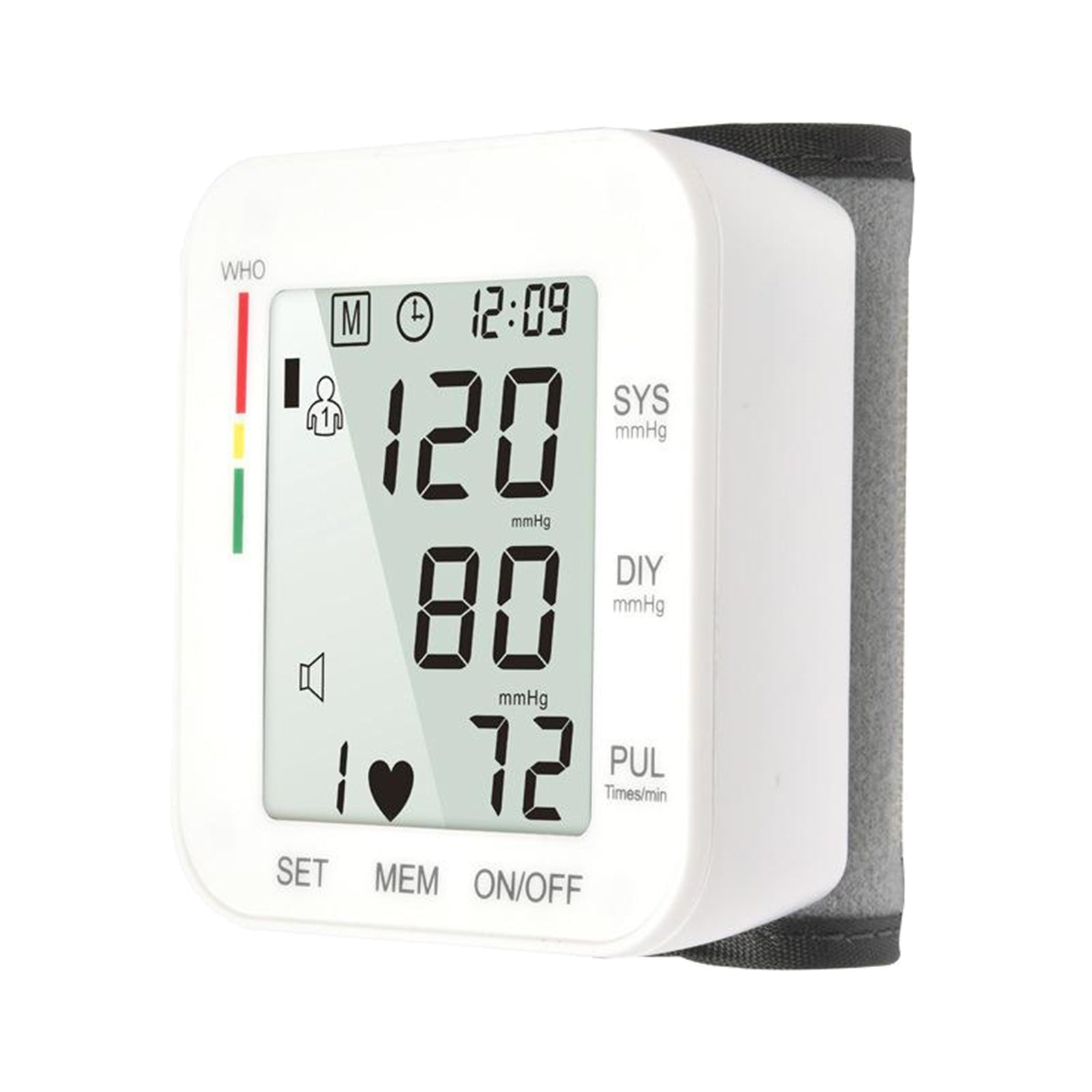 Home Use Electric Wrist Blood Pressure Monitor Tester Large LCD Display