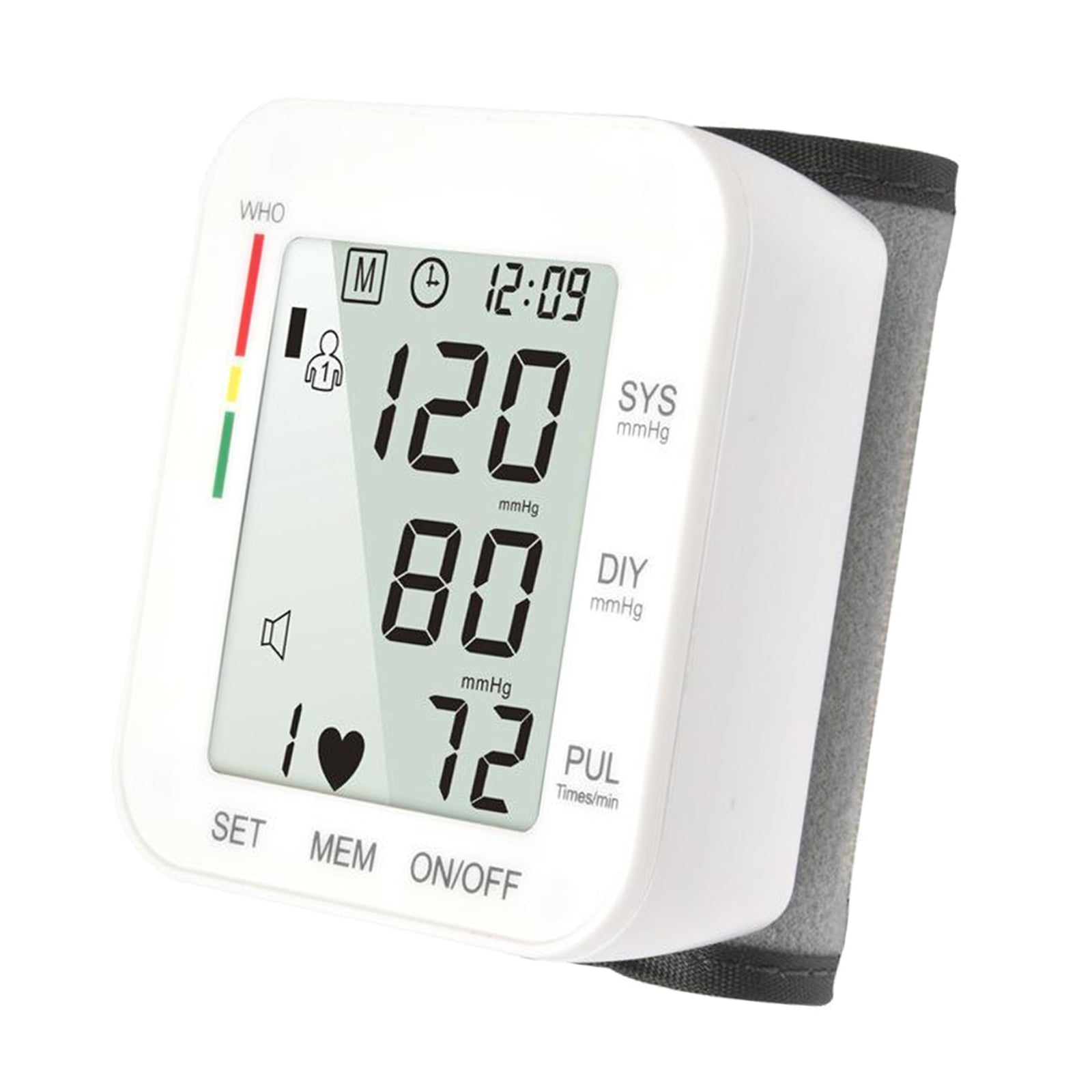 Home Use Electric Wrist Blood Pressure Monitor Tester Large LCD Display